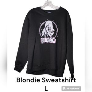 Blondie Debbie Harry Sweatshirt L Black Metal Fringe  nwt